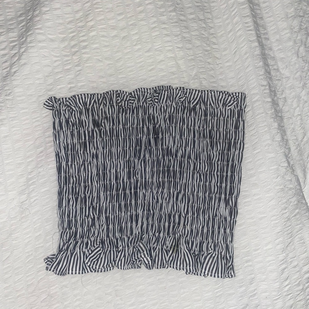 Stripe lettuce cut tube top